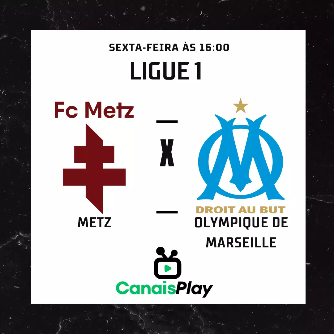 Metz x Olympique de Marseille ao vivo aqui no Canais Play! Pela segunda rodada do Campeonato Francês. O jogo terá início nesta sexta-feira, dia 18, às 16h no horário de Brasília, no estádio Saint-Symphorien, localizado em Longeville-lès-Metz, na França. Para assistir essa partida ao vivo, acesse CanaisPlay!