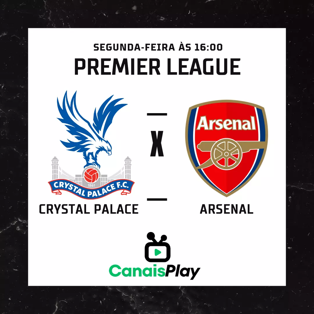 Crystal Palace x Arsenal ao vivo aqui no Canais Play! Partida válida pela segunda rodada da Premier League, nessa segunda-feira (21), às 16h (horário de Brasília), no Estádio Selhurst Park, situado em Londres. Para assistir todos os jogos da PL acesse Canais Play!