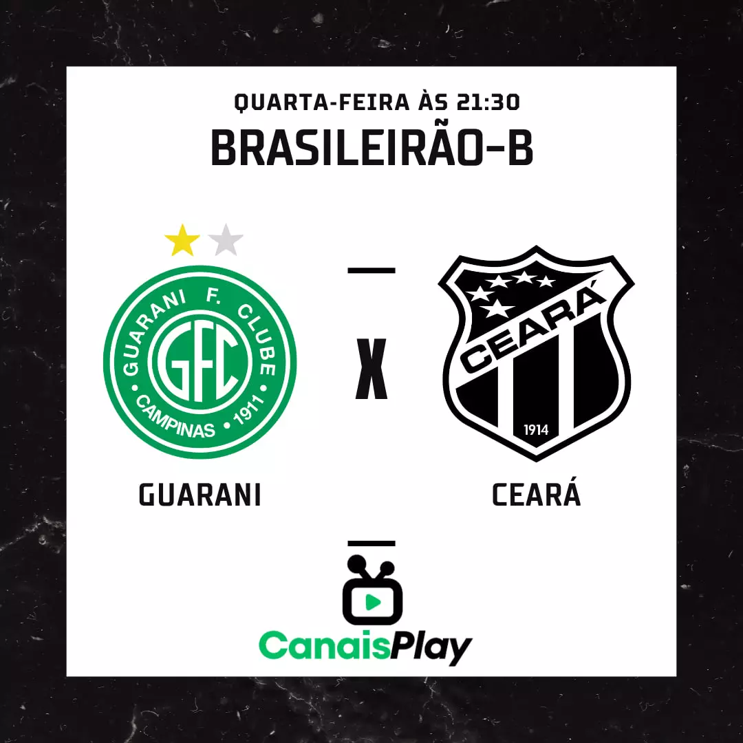 Assista Guarani x Ceará ao vivo. Nesta quarta-feira (2), às 21h30, pela 21ª rodada do Brasileirão Série B 2023. Todos os detalhes ao vivo dessa partida você pode acompanhar no Canais Play!