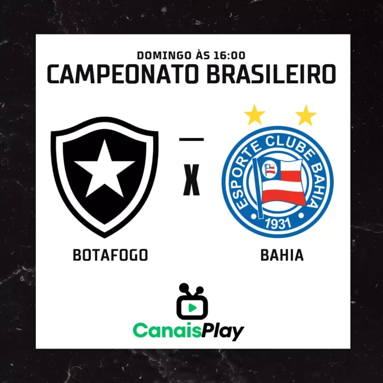 Botafogo x Bahia ao vivo no Canais Play! Enfrentam-se às 16h deste domingo (27) em uma partida válida pela 21ª rodada do Campeonato Brasileiro. Para assistir todo os jogos do Brasileirão, acesse CanaisPlay!