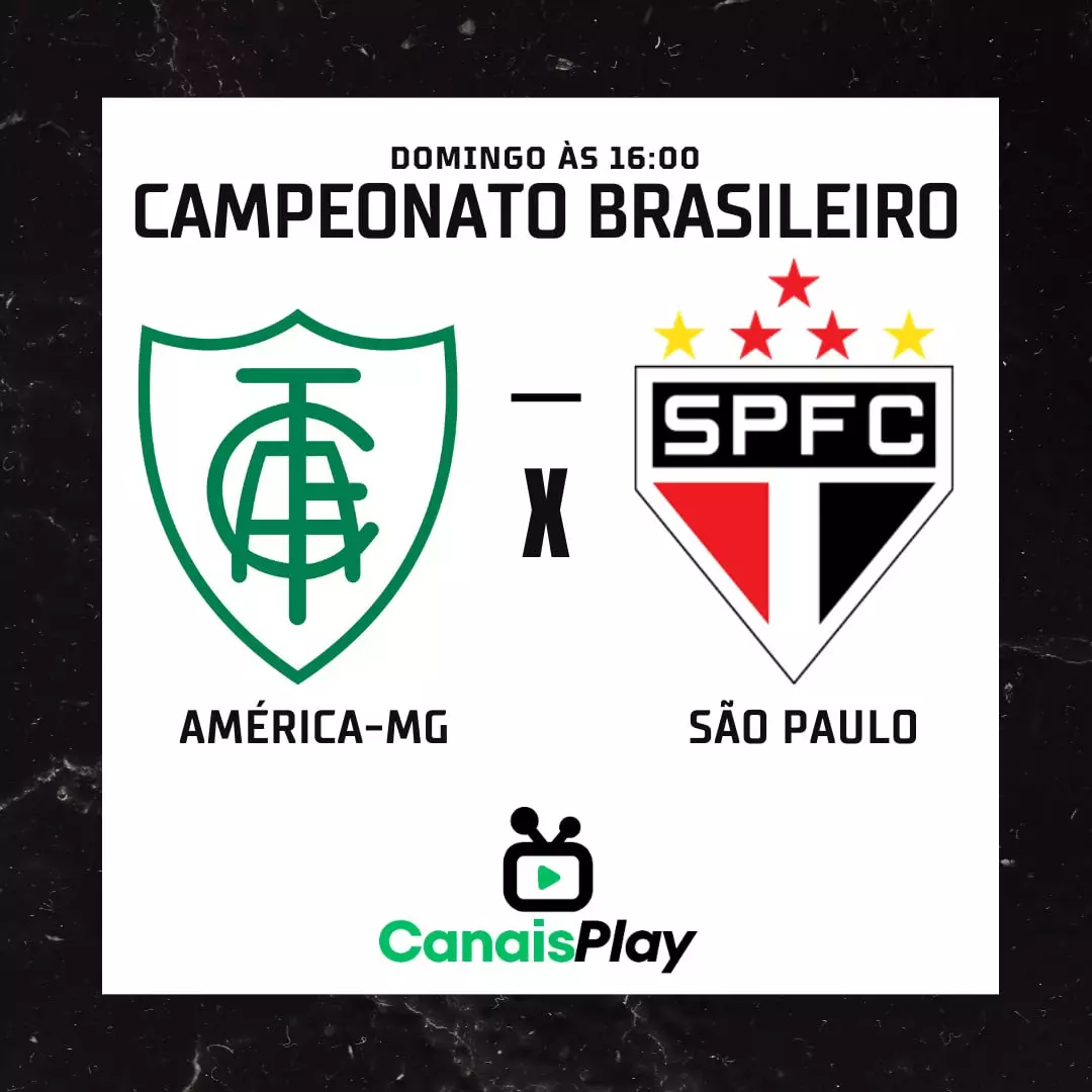 América-MG x São Paulo aqui no CanaisPlay! Se encontram pela vigésima primeira rodada do Campeonato Brasileiro. O jogo acontecerá às 16h (horário de Brasília) do próximo domingo, dia 27, no Estádio Independência, localizado em Belo Horizonte.