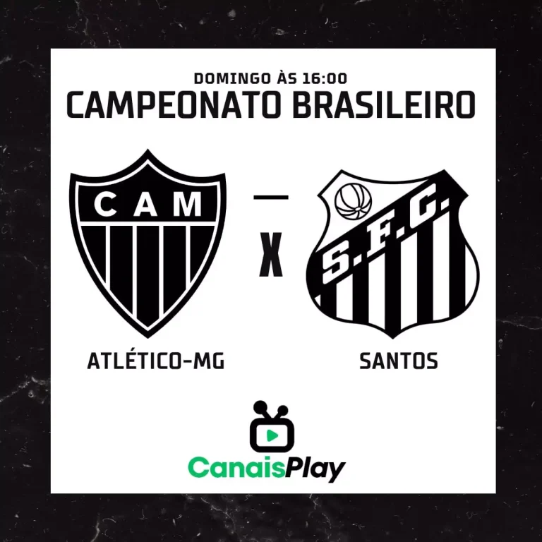 Atlético-MG x Santos ao vivo aqui no CanaisPlay! Se enfrentarão neste domingo (27), às 16h, em um jogo válido pela 21ª rodada do Campeonato Brasileiro! Para mais detalhes acompanhe aqui no Canais Play!